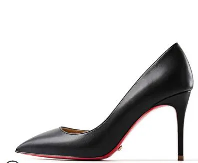 Red Bottom Shoes Women Sexy Pumps Genuine Leather High Heeled shoes Thin Heel Wedding Red Bottom Pointed Toe Stilettos Party OL