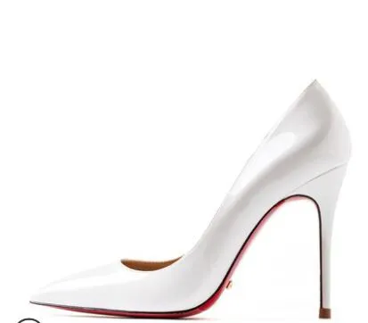 Red Bottom Shoes Women Sexy Pumps Genuine Leather High Heeled shoes Thin Heel Wedding Red Bottom Pointed Toe Stilettos Party OL