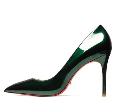 Red Bottom Shoes Women Sexy Pumps Genuine Leather High Heeled shoes Thin Heel Wedding Red Bottom Pointed Toe Stilettos Party OL