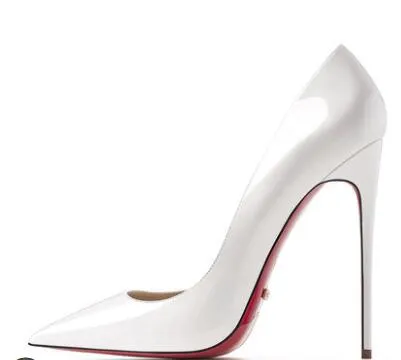 Red Bottom Shoes Women Sexy Pumps Genuine Leather High Heeled shoes Thin Heel Wedding Red Bottom Pointed Toe Stilettos Party OL