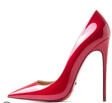 Red Bottom Shoes Women Sexy Pumps Genuine Leather High Heeled shoes Thin Heel Wedding Red Bottom Pointed Toe Stilettos Party OL