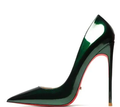 Red Bottom Shoes Women Sexy Pumps Genuine Leather High Heeled shoes Thin Heel Wedding Red Bottom Pointed Toe Stilettos Party OL