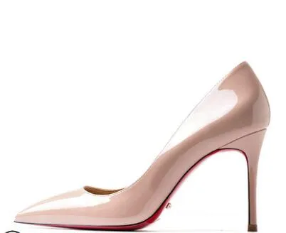 Red Bottom Shoes Women Sexy Pumps Genuine Leather High Heeled shoes Thin Heel Wedding Red Bottom Pointed Toe Stilettos Party OL