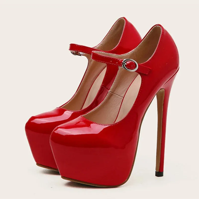 Red High Heels Platform Pumps for Women - 17cm
