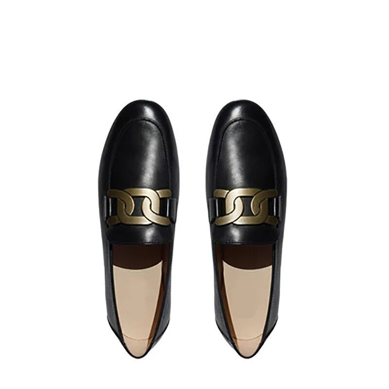Retro British Style Metal Flat Shoes
