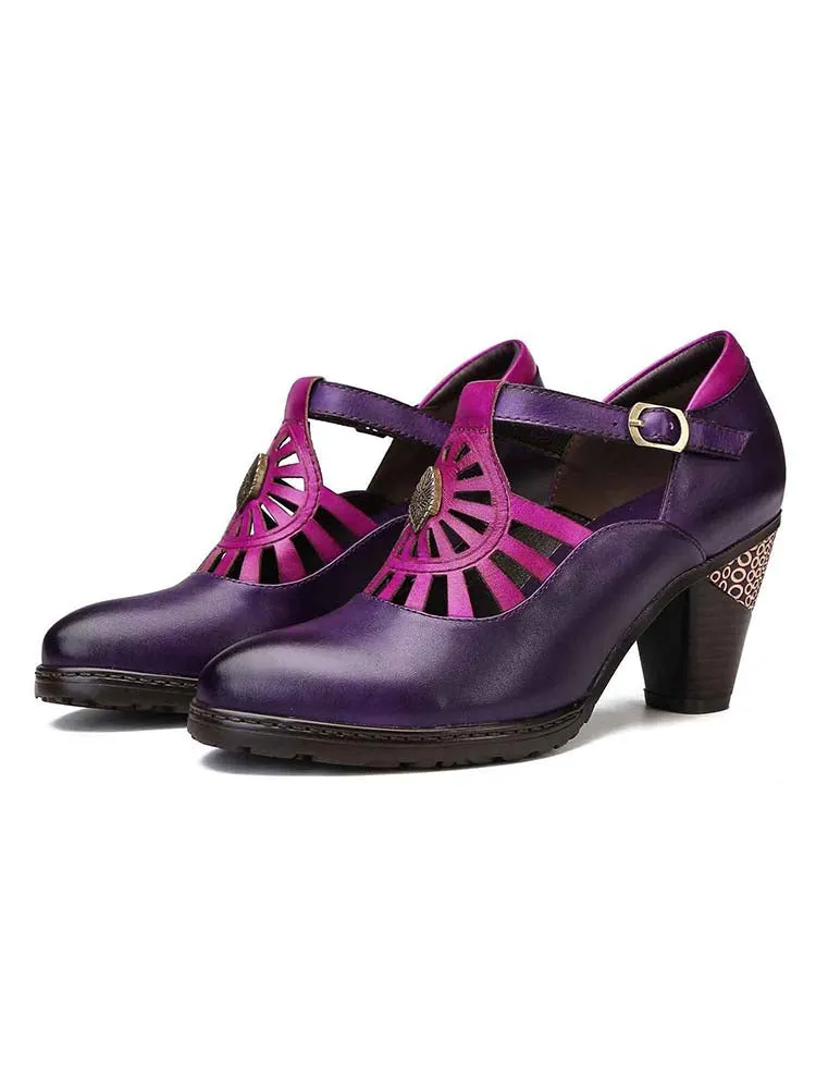 Retro Grace Adjustable Belt Leather Shoes