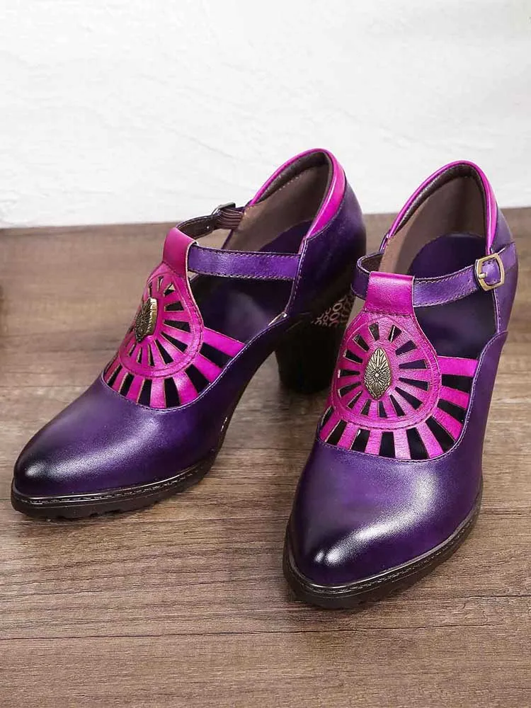 Retro Grace Adjustable Belt Leather Shoes