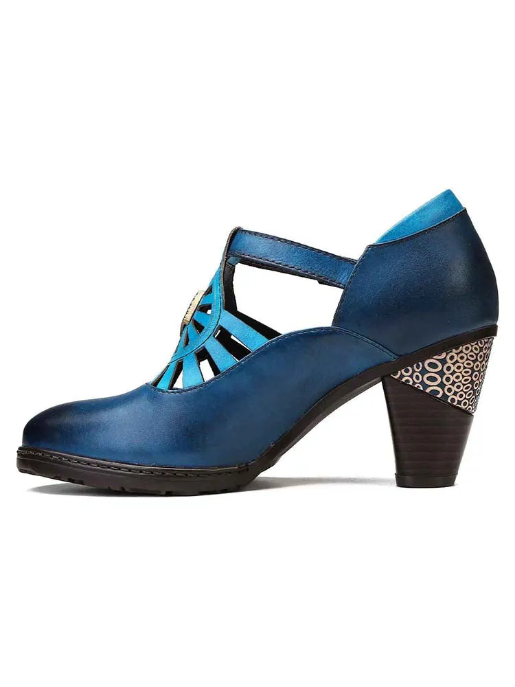 Retro Grace Adjustable Belt Leather Shoes