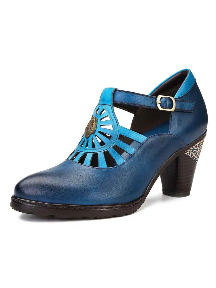 Retro Grace Adjustable Belt Leather Shoes