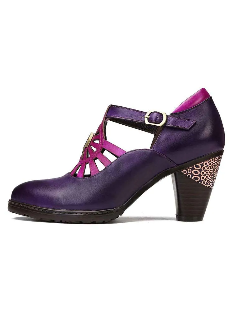 Retro Grace Adjustable Belt Leather Shoes