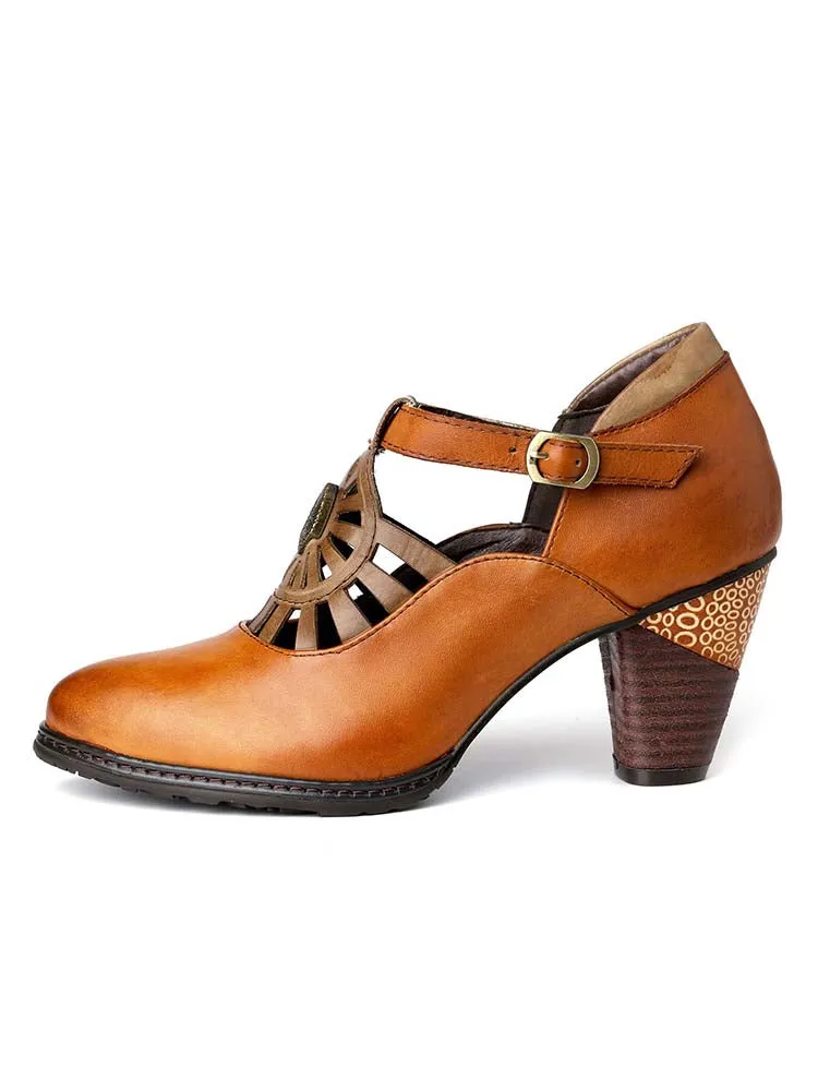 Retro Grace Adjustable Belt Leather Shoes
