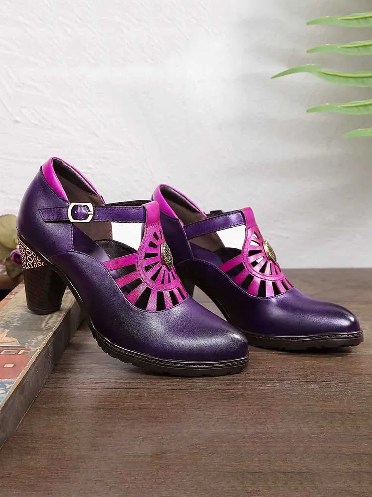 Retro Grace Adjustable Belt Leather Shoes