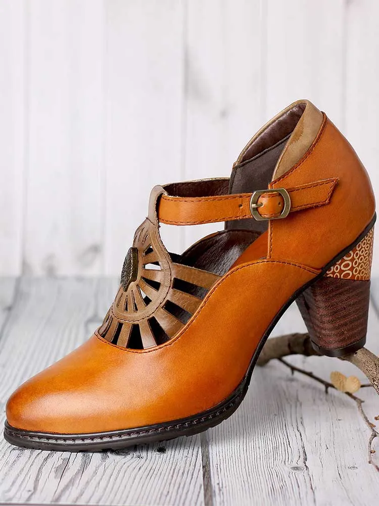 Retro Grace Adjustable Belt Leather Shoes