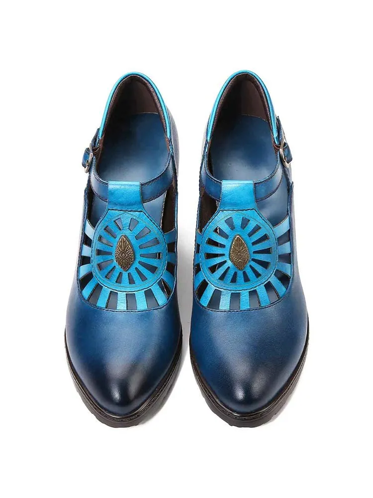 Retro Grace Adjustable Belt Leather Shoes
