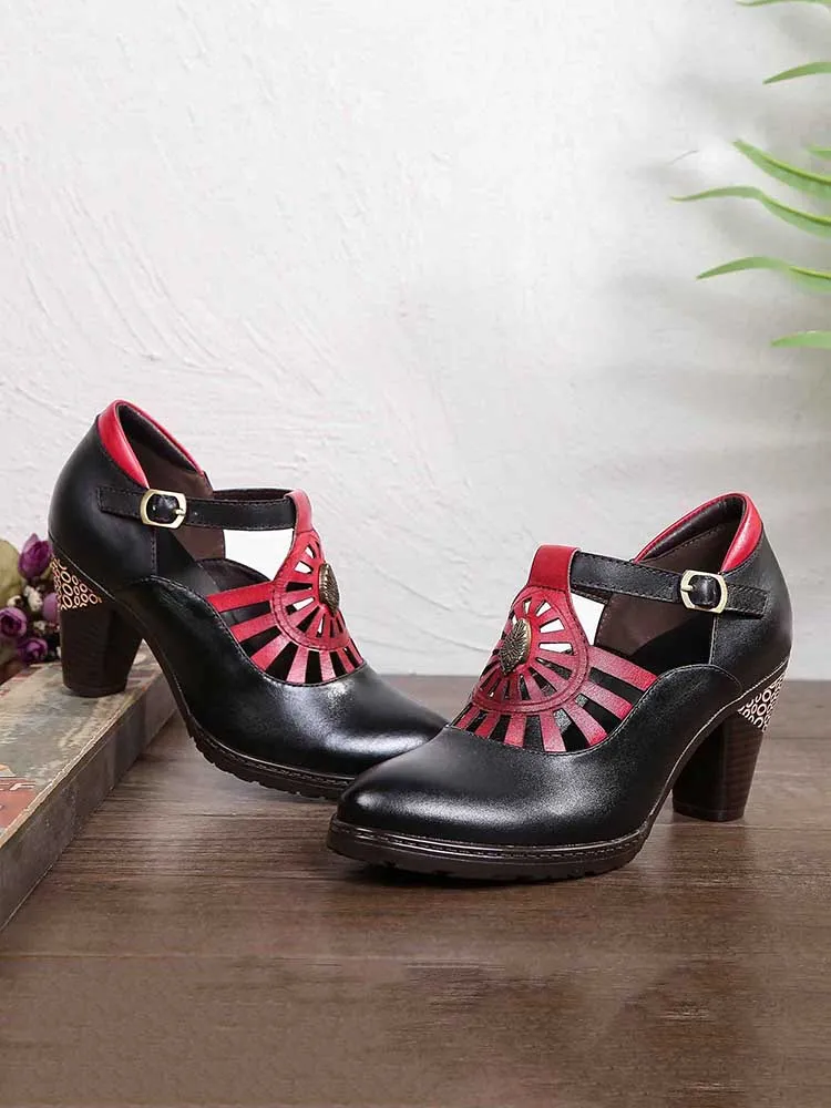 Retro Grace Adjustable Belt Leather Shoes