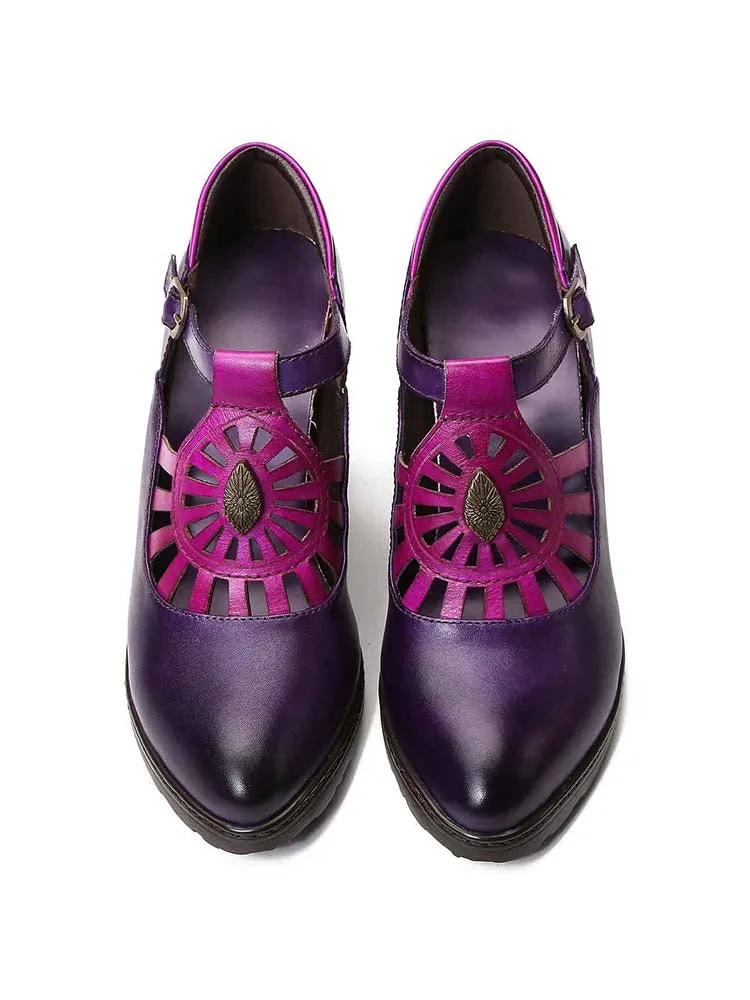 Retro Grace Adjustable Belt Leather Shoes