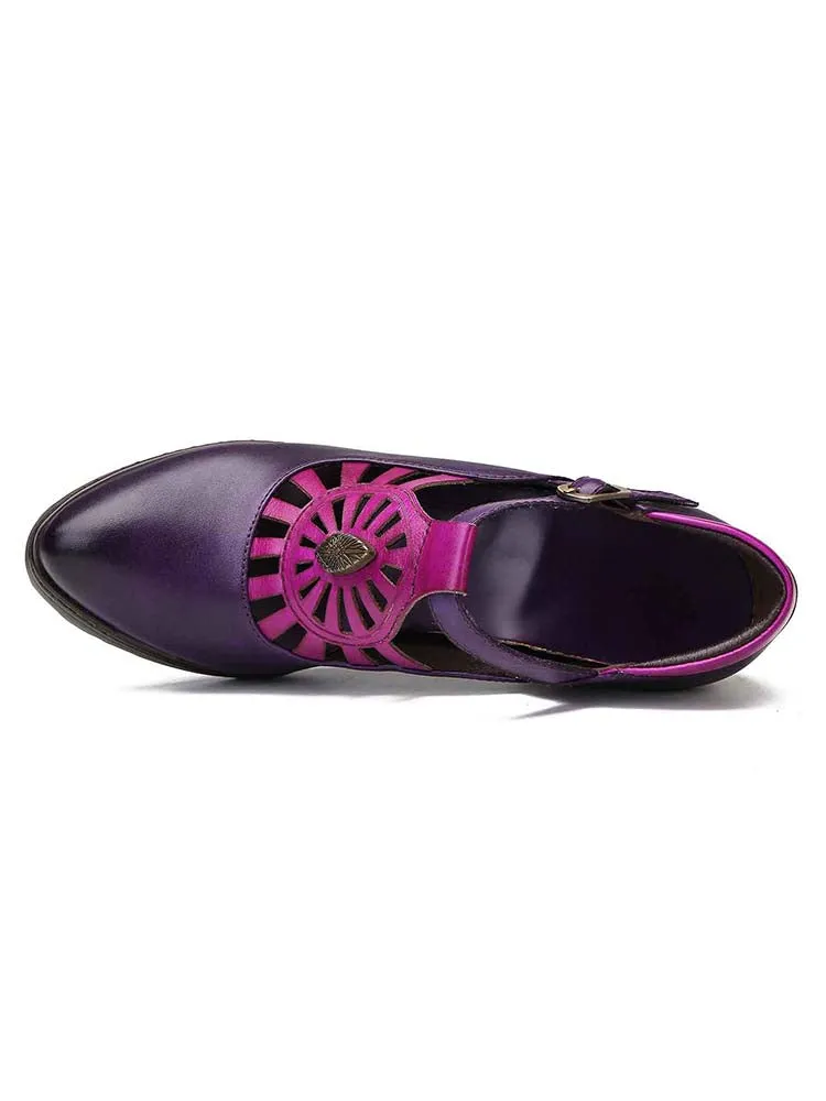 Retro Grace Adjustable Belt Leather Shoes