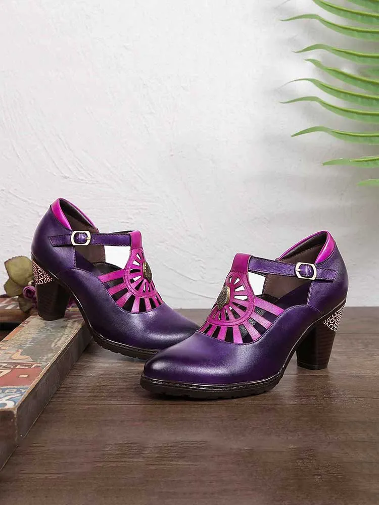 Retro Grace Adjustable Belt Leather Shoes