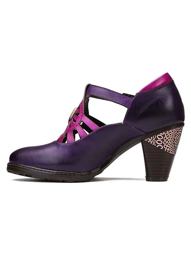 Retro Grace Adjustable Belt Leather Shoes