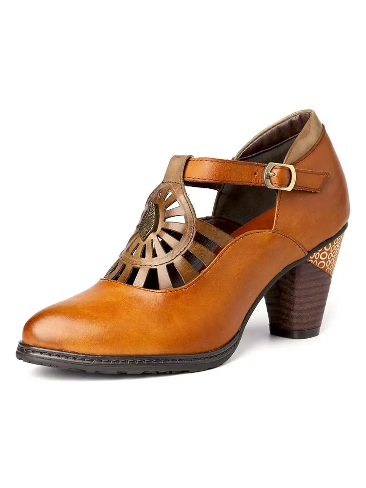 Retro Grace Adjustable Belt Leather Shoes