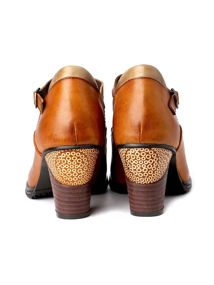 Retro Grace Adjustable Belt Leather Shoes