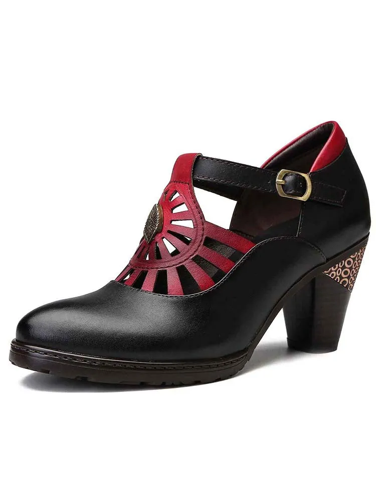 Retro Grace Adjustable Belt Leather Shoes