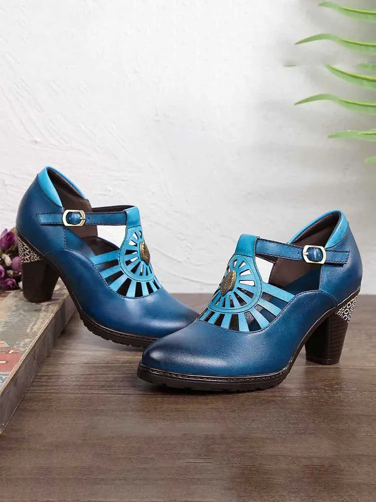 Retro Grace Adjustable Belt Leather Shoes