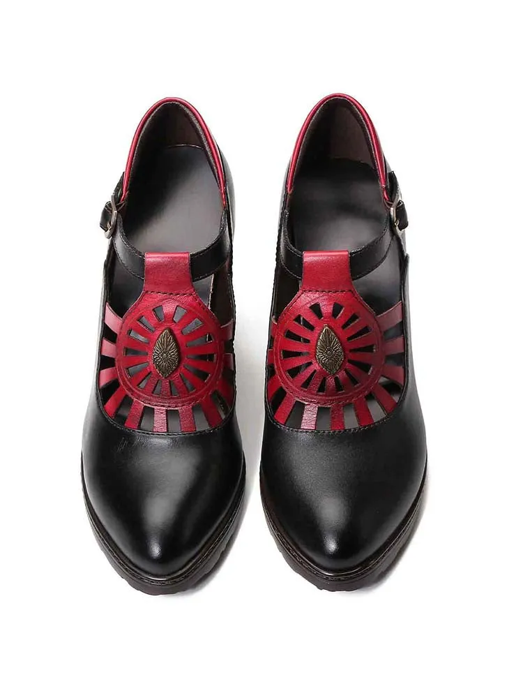 Retro Grace Adjustable Belt Leather Shoes