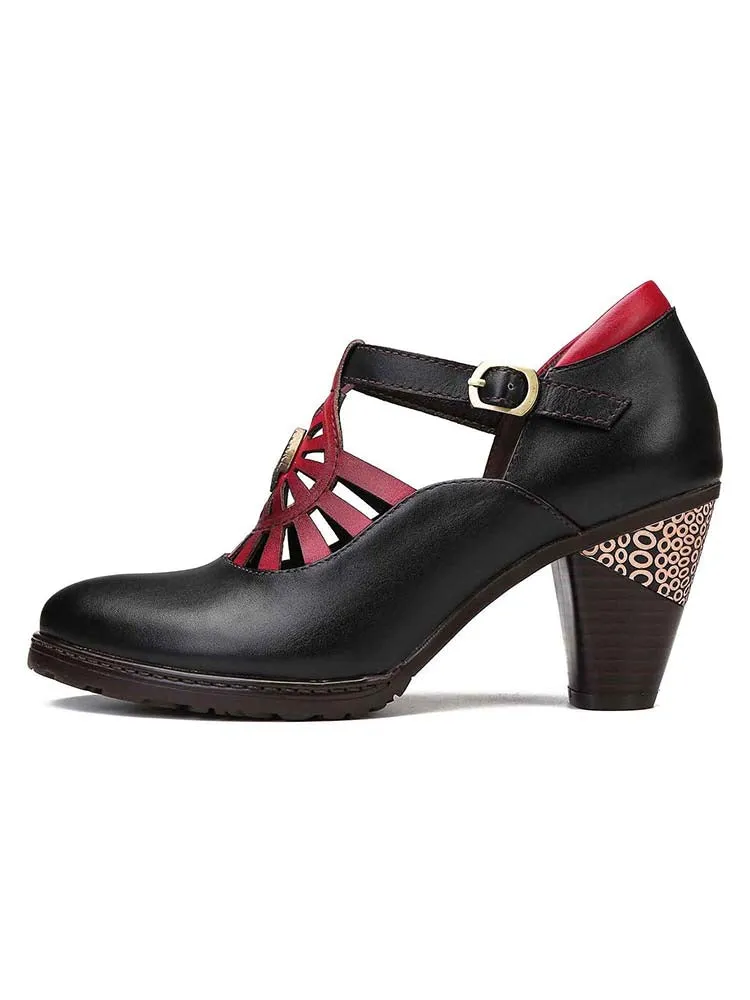 Retro Grace Adjustable Belt Leather Shoes