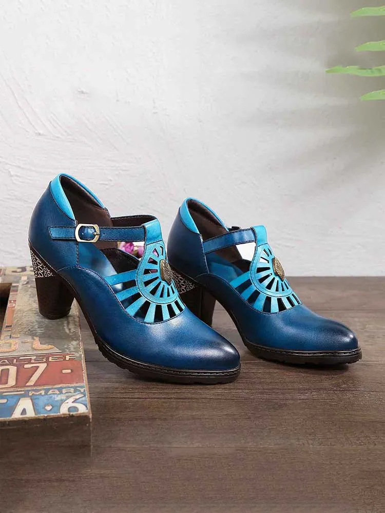 Retro Grace Adjustable Belt Leather Shoes