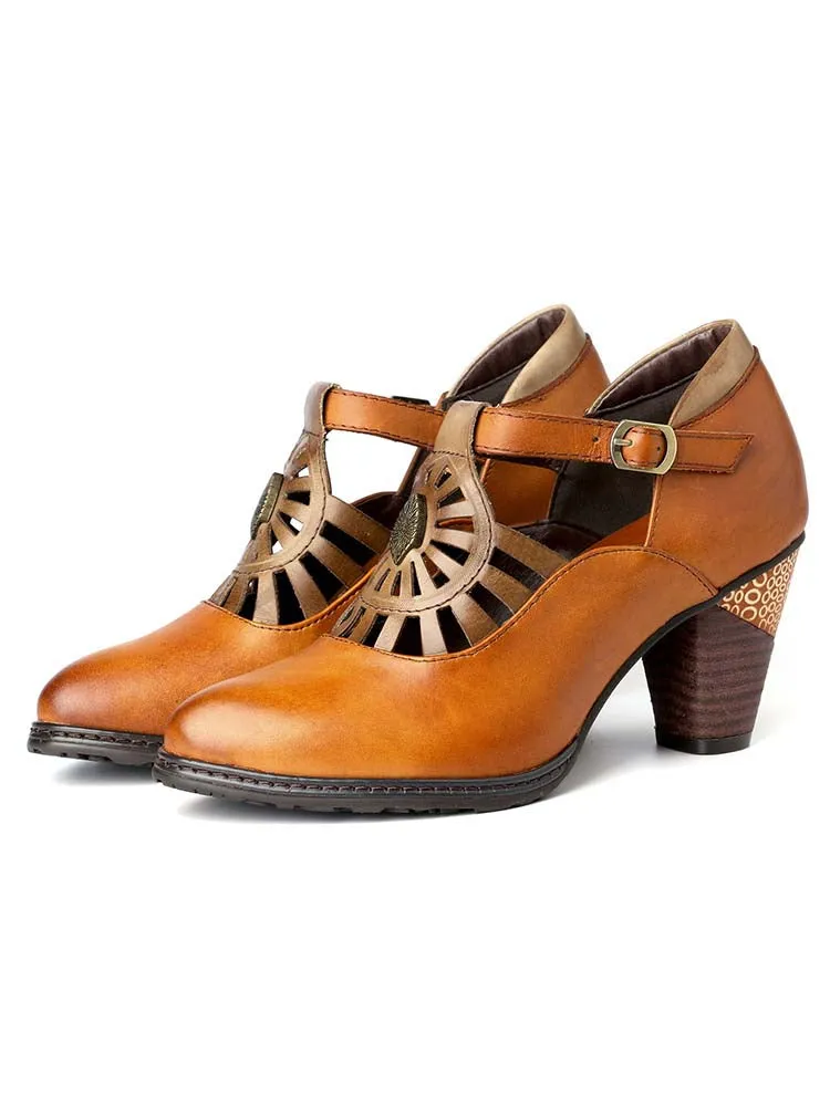 Retro Grace Adjustable Belt Leather Shoes