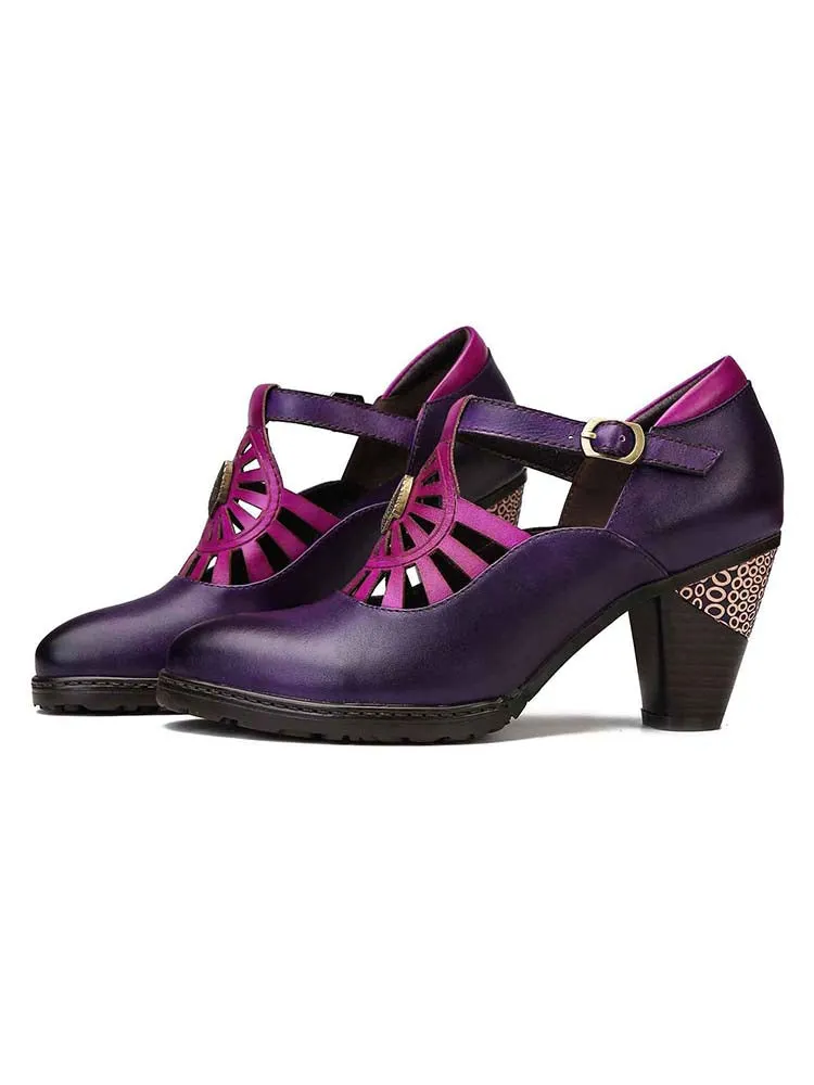 Retro Grace Adjustable Belt Leather Shoes