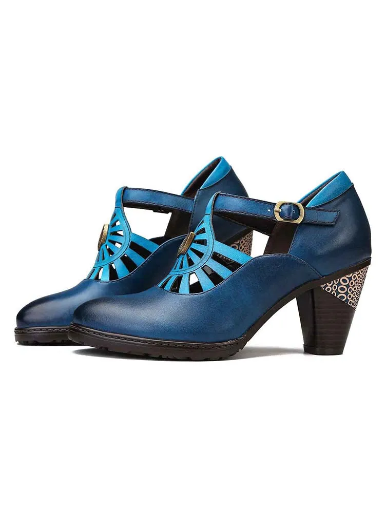 Retro Grace Adjustable Belt Leather Shoes