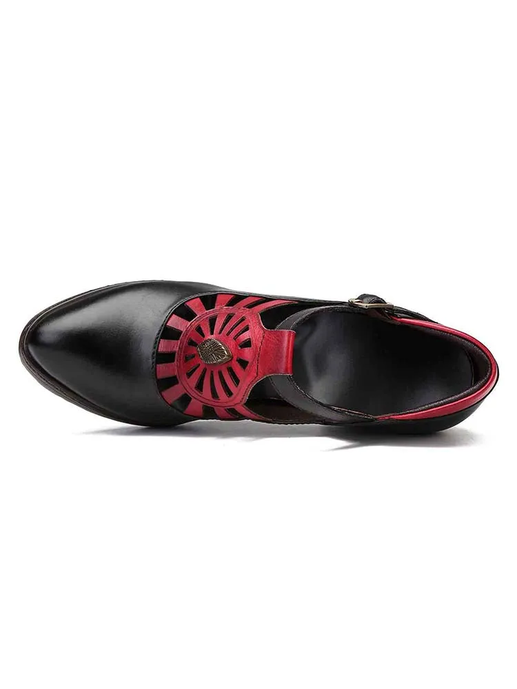 Retro Grace Adjustable Belt Leather Shoes