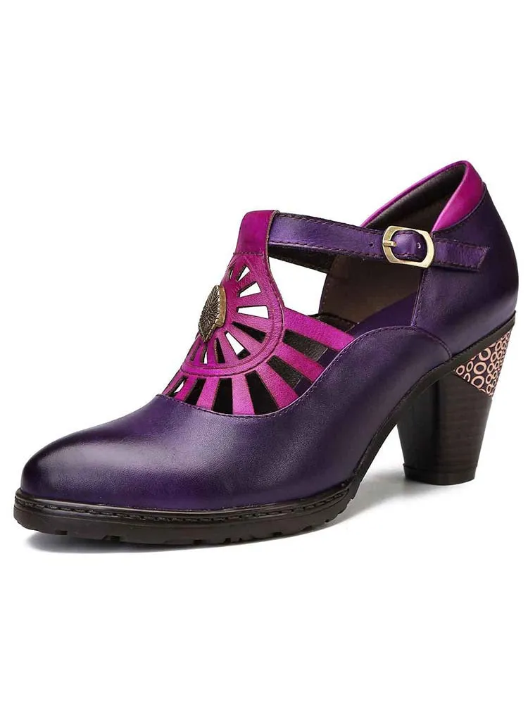 Retro Grace Adjustable Belt Leather Shoes