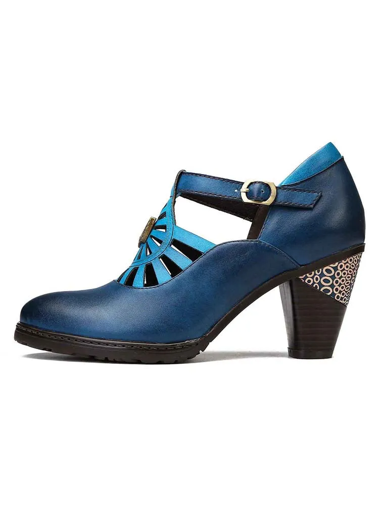 Retro Grace Adjustable Belt Leather Shoes