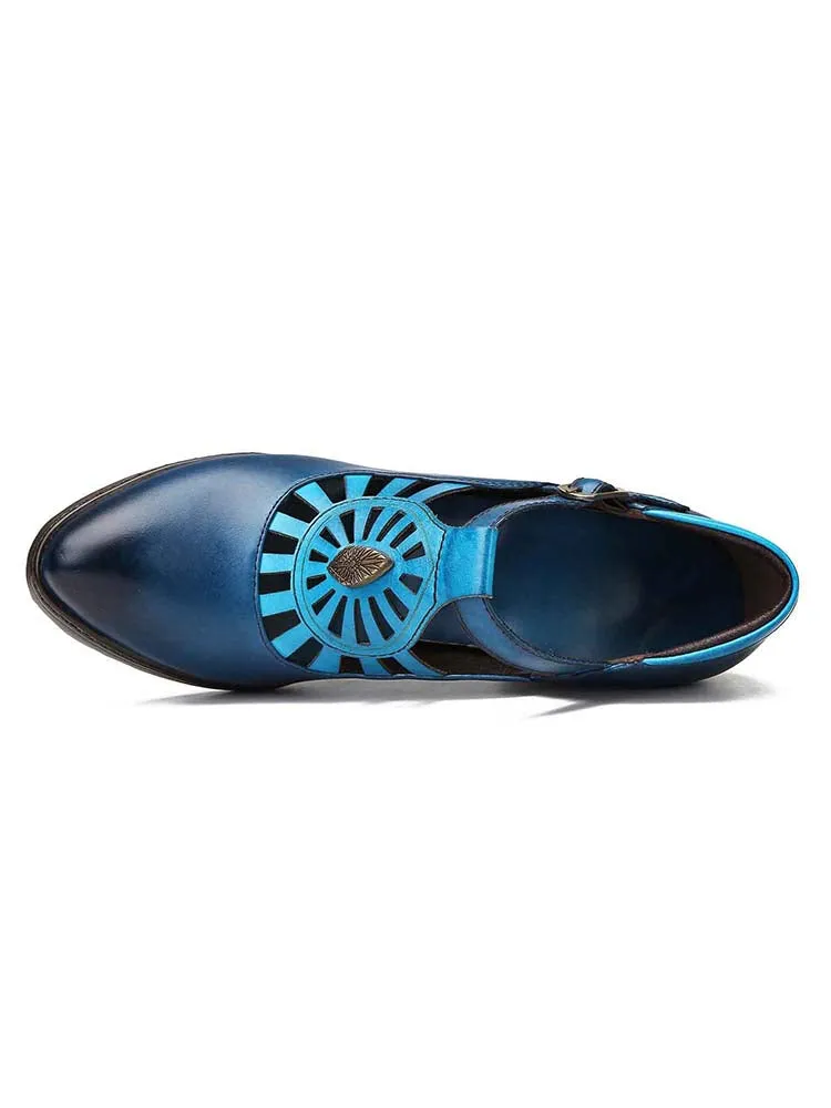 Retro Grace Adjustable Belt Leather Shoes