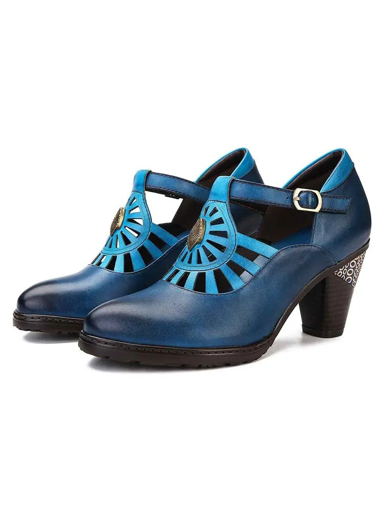 Retro Grace Adjustable Belt Leather Shoes