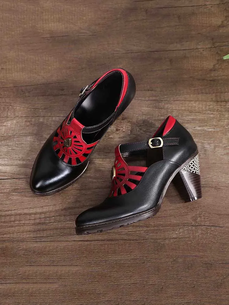 Retro Grace Adjustable Belt Leather Shoes
