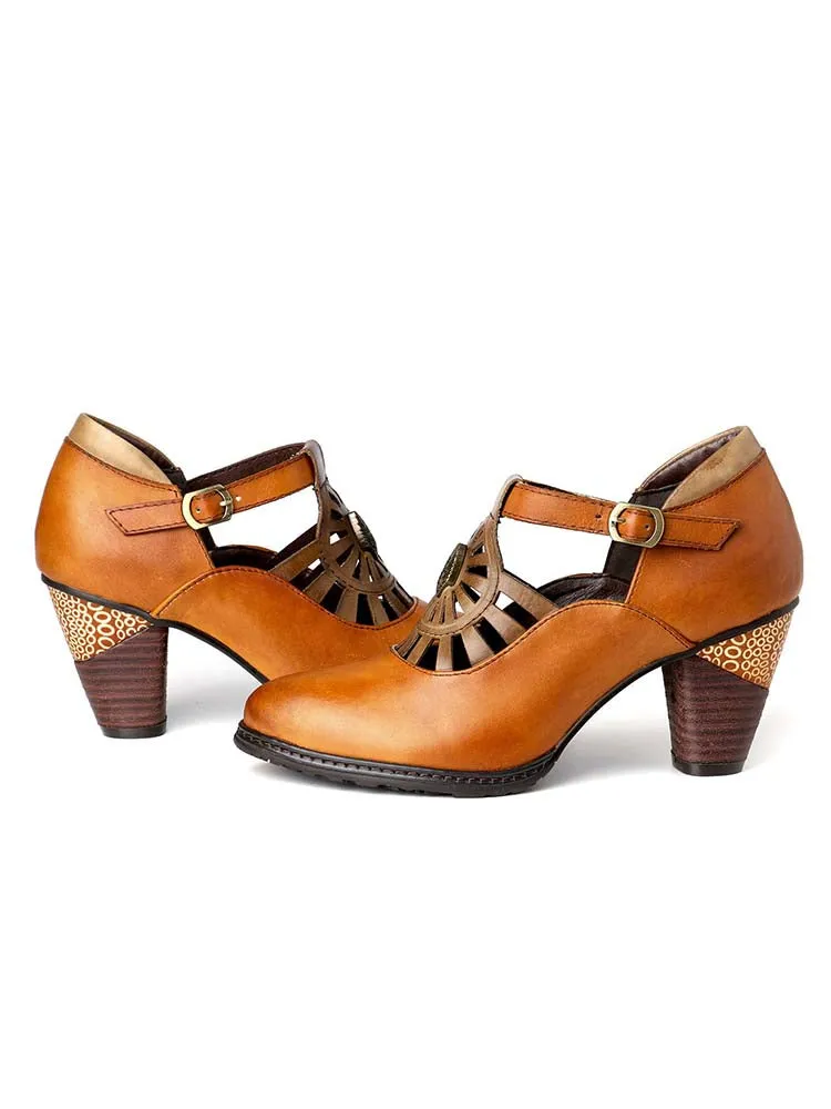 Retro Grace Adjustable Belt Leather Shoes