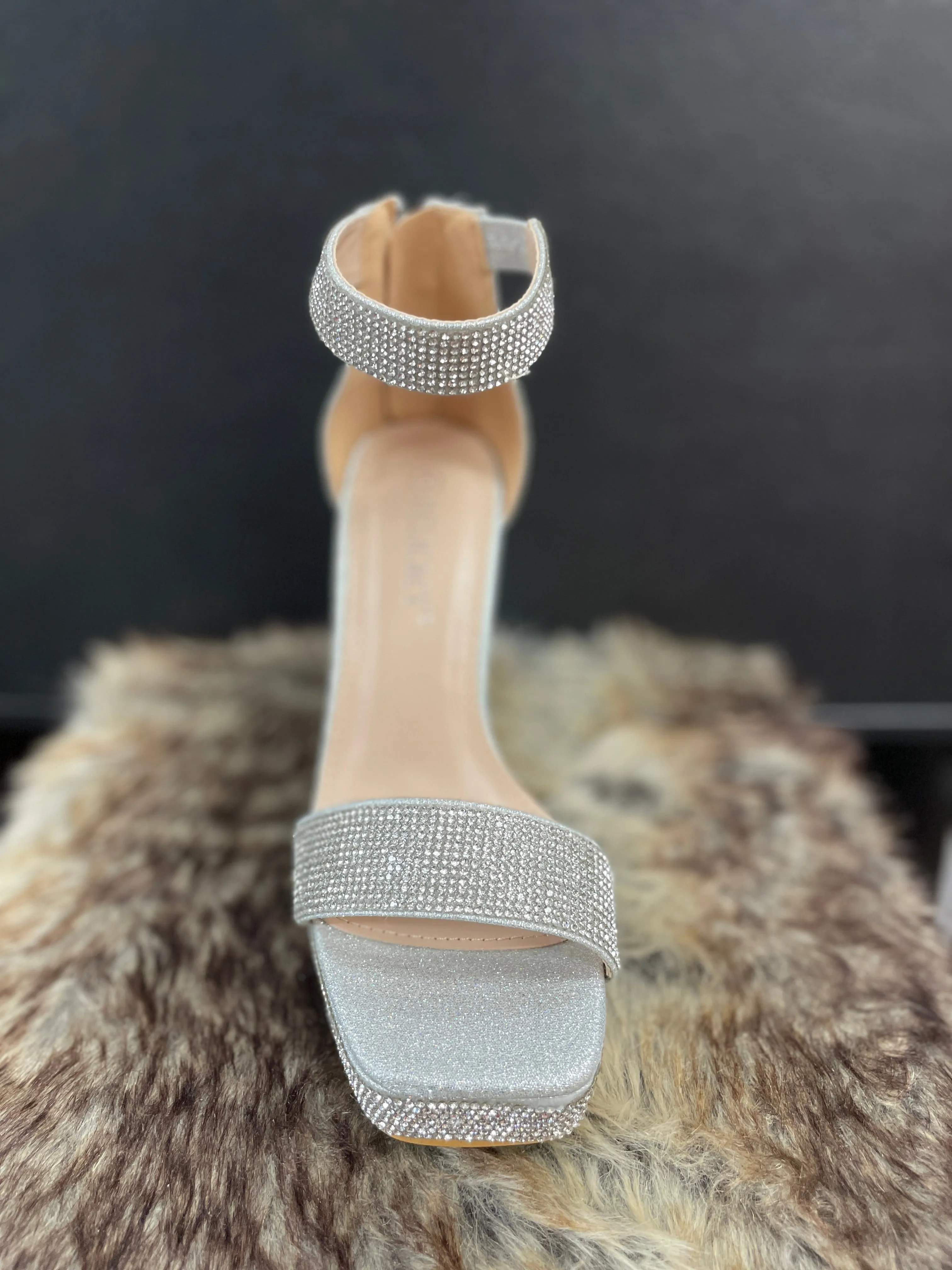 Reyna Silver Rhinestone Heels