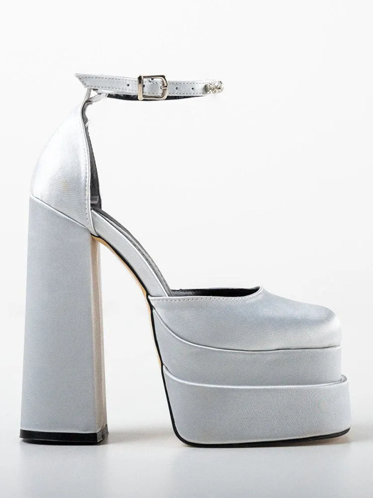 Rhinestone Decor Platform Heels