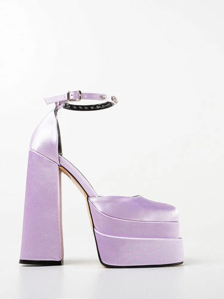 Rhinestone Decor Platform Heels