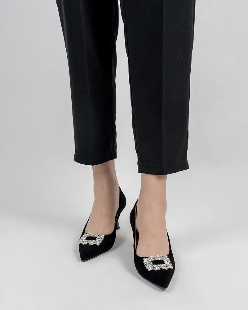 Rhinestone Decor Pointed Toe Stiletto Heeled Pumps