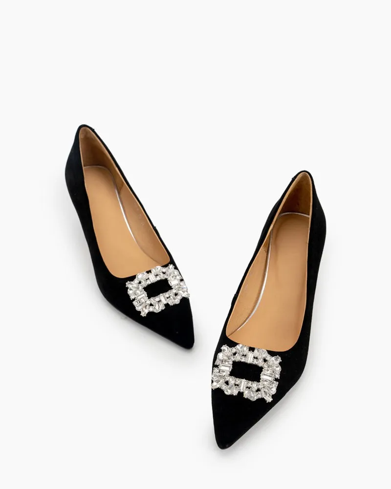 Rhinestone Decor Pointed Toe Stiletto Heeled Pumps