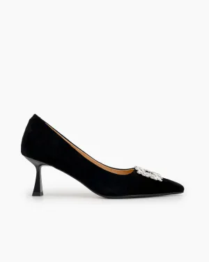 Rhinestone Decor Pointed Toe Stiletto Heeled Pumps