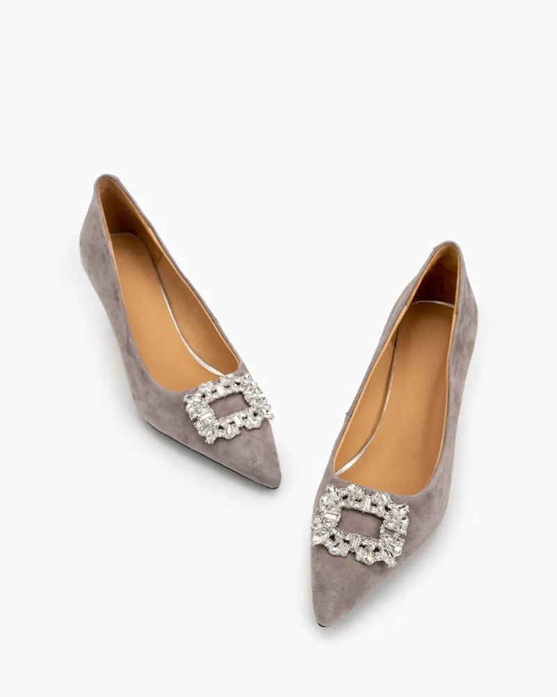 Rhinestone Decor Pointed Toe Stiletto Heeled Pumps