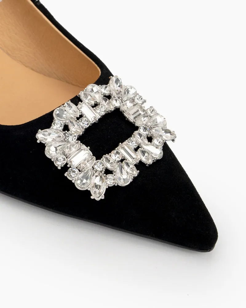 Rhinestone Decor Pointed Toe Stiletto Heeled Pumps