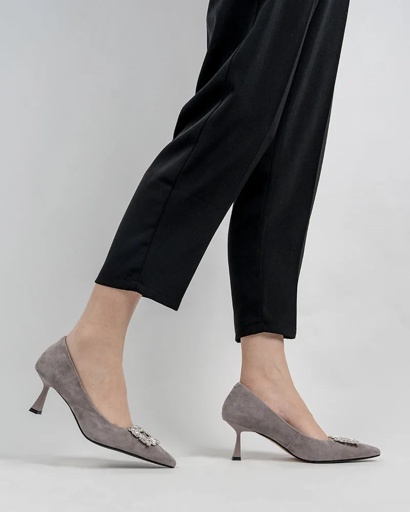 Rhinestone Decor Pointed Toe Stiletto Heeled Pumps