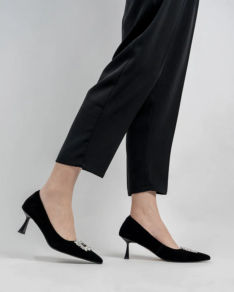 Rhinestone Decor Pointed Toe Stiletto Heeled Pumps